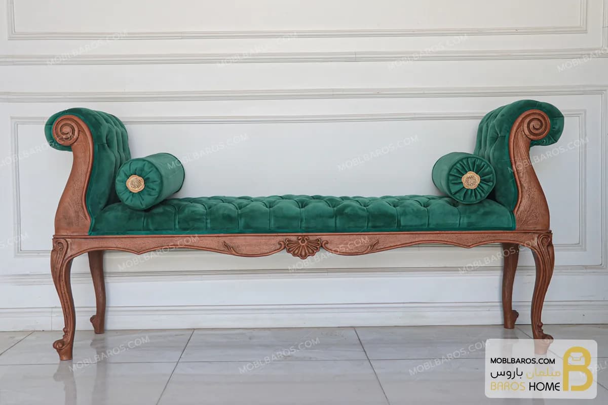 صندلی بنچ چوبی کلاسیک زمرد کد ۲ — تصویر ۲
