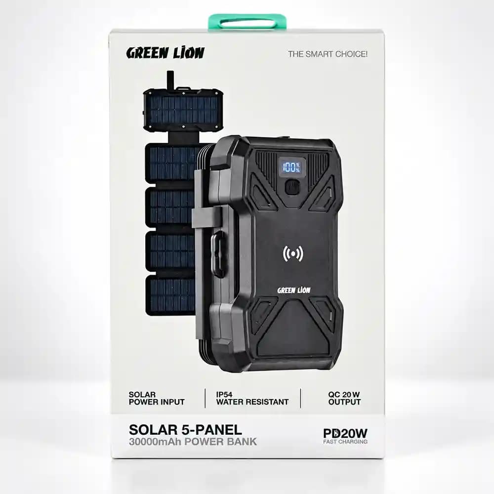 پاوربانک خورشیدی Green Lion مدل GL-PXB6 ظرفیت 30000mAh پنج پنله
