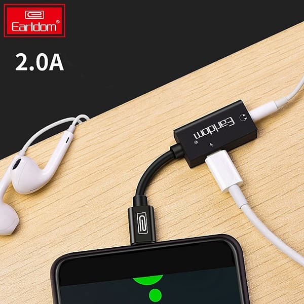 تبدیل هندزفری ایفون تبدیل شارژر و هندزفری اپل مدل ارلدام Lightning Cable 2in1 Earldom AUDIO CONVERTER EARLDOM ET-OT32i — تصویر ۲