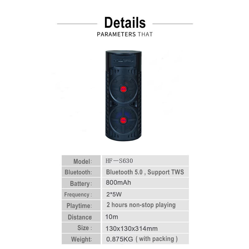 اسپیکر بلوتوثی قابل حمل مدل HF-S630 اصلی امکان فلش خور AUX و رم خور اسپیکر قابل حمل مدل OUTDOOR WIRELESS Bluetooth Speaker MODEL HF-S630 — تصویر ۴