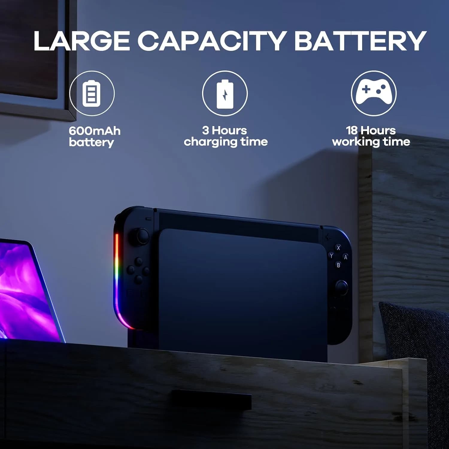 دسته بازی بی‌سیم Rotacess مناسب Nintendo Switch با نور RGB برند Rotacess مدل CGC-L/R — تصویر ۴