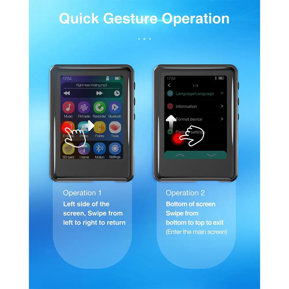 MP3 پلیر لمسی Tokemisc مدل S7-16GB با بلوتوث 5.3 و اسپیکر داخلی برند tokemisc مدل S7 — تصویر ۳