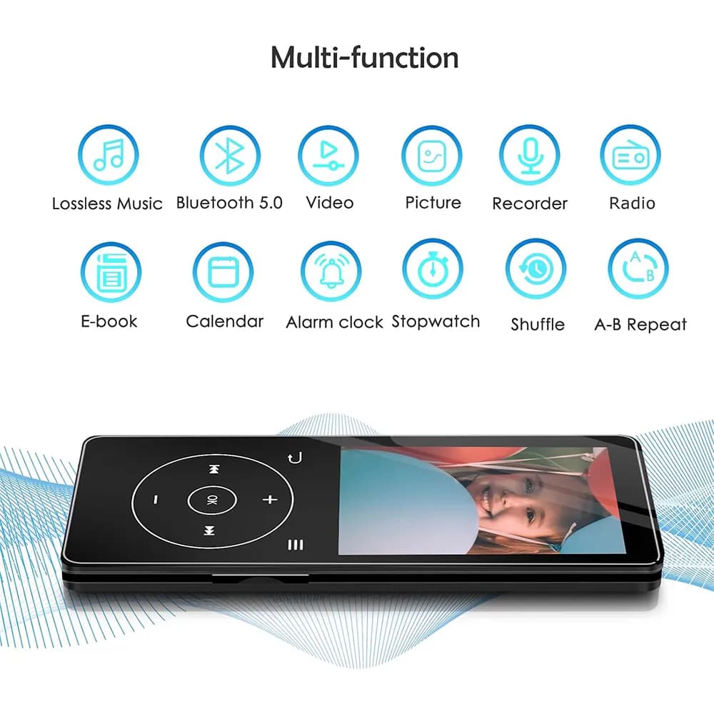 پخش‌کننده موسیقی MP3 برند EVISTR مدل 64GB با بلوتوث 5.0 و اسپیکر داخلی برند EVISTR مدل MB09 — تصویر ۲