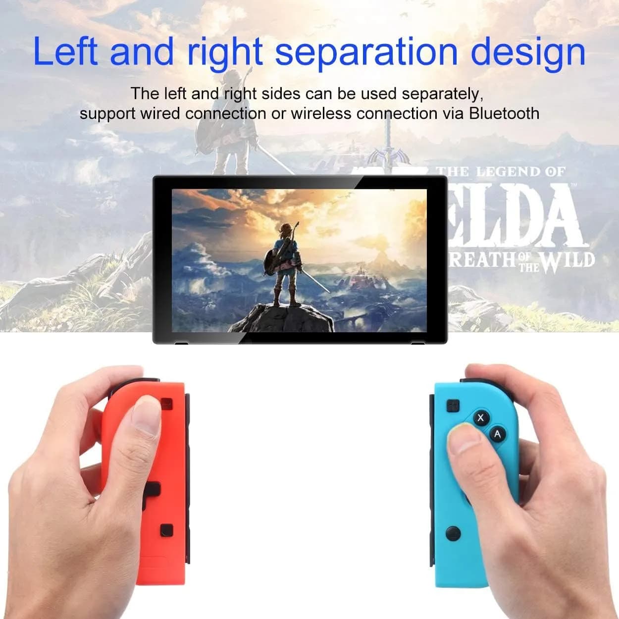دسته بازی بی‌سیم AIMOS جایگزین Nintendo Switch مدل Joy-Con قرمز و آبی برند AIMOS مدل 8578S — تصویر ۷