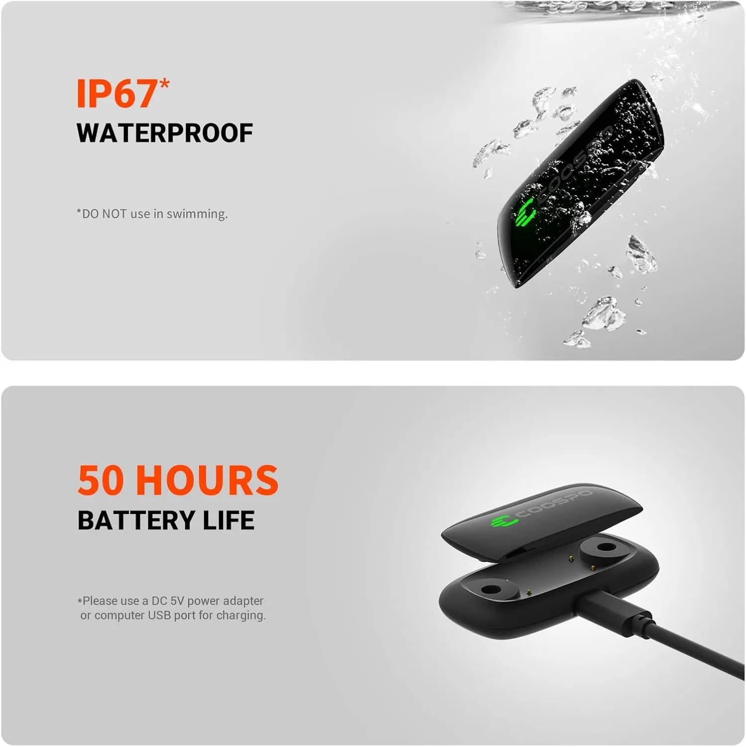 سنسور ضربان قلب سینه‌ای CooSpo H9Z با Bluetooth 5.0 و ANT+ برند CooSpo مدل H9Z — تصویر ۸