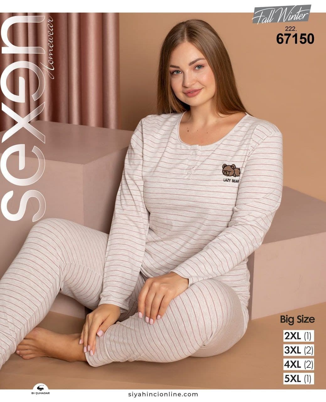 ست بلوز و شلوار راحتی زنانه سایز بزرگ ترک 67150