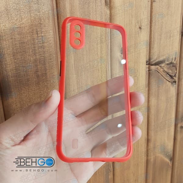 قاب گوشی a01 گارد مدل میکیلین دور رنگی پشت شفاف شیشه ای قاب گوشی سامسونگ a01 کاور Miqilin Case For Samsung Galaxy A01 — تصویر ۳