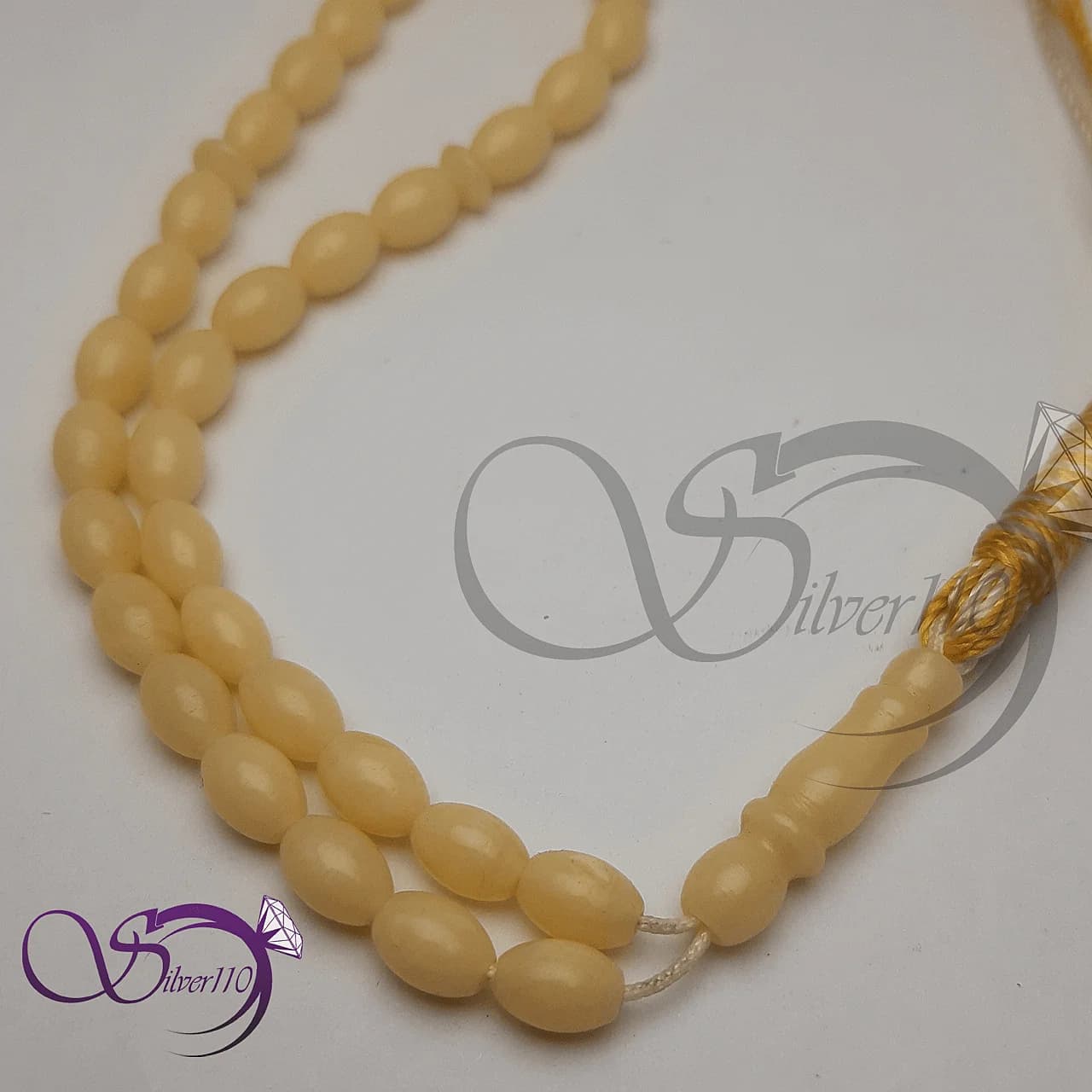 تسبیح کهربا زرد کد 42501 — تصویر ۲