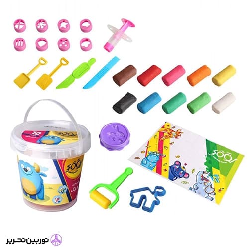 خمیر بازی 10رنگ سطلی لوکی — تصویر ۲