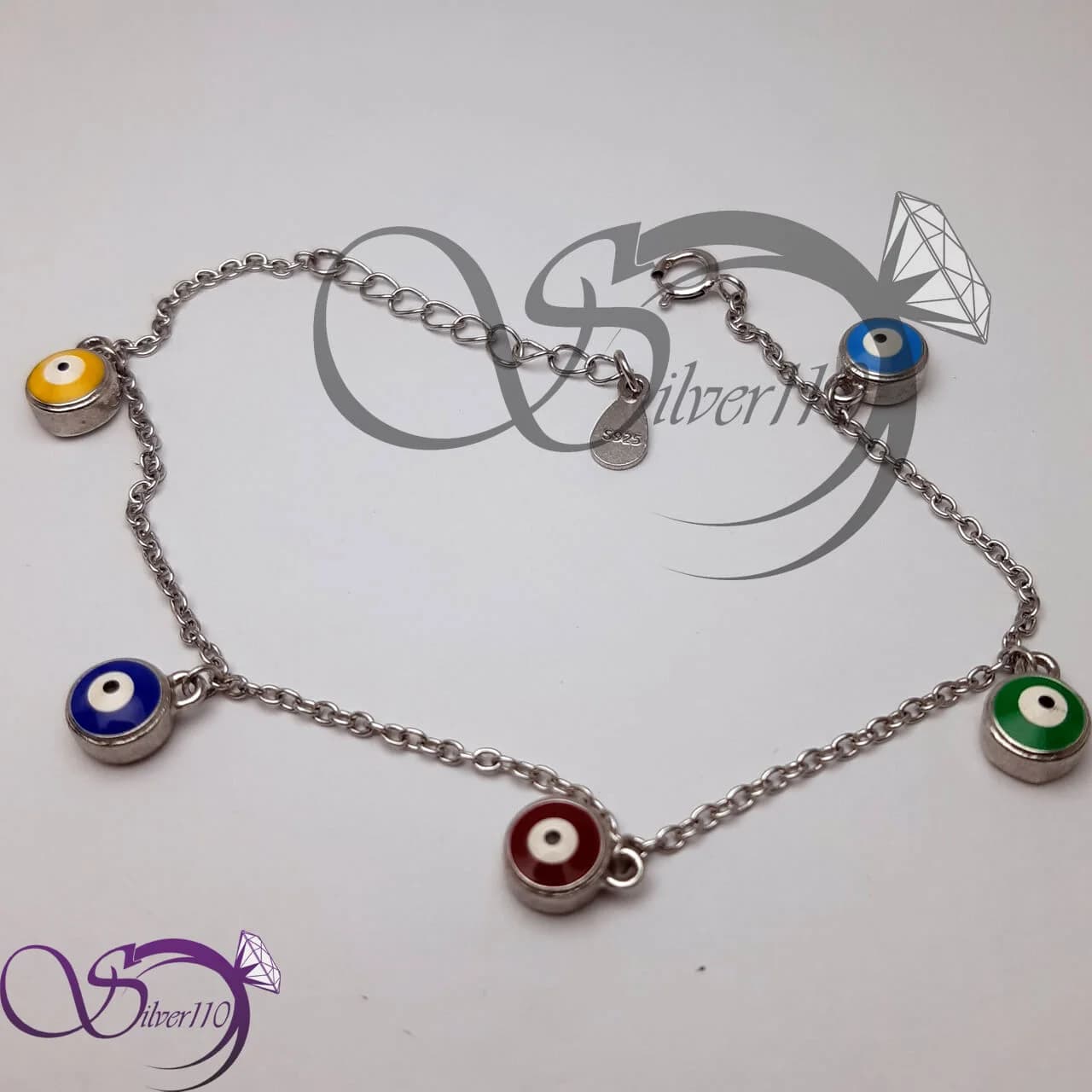 دستبند نقره زنانه چشم زخم کد 11303