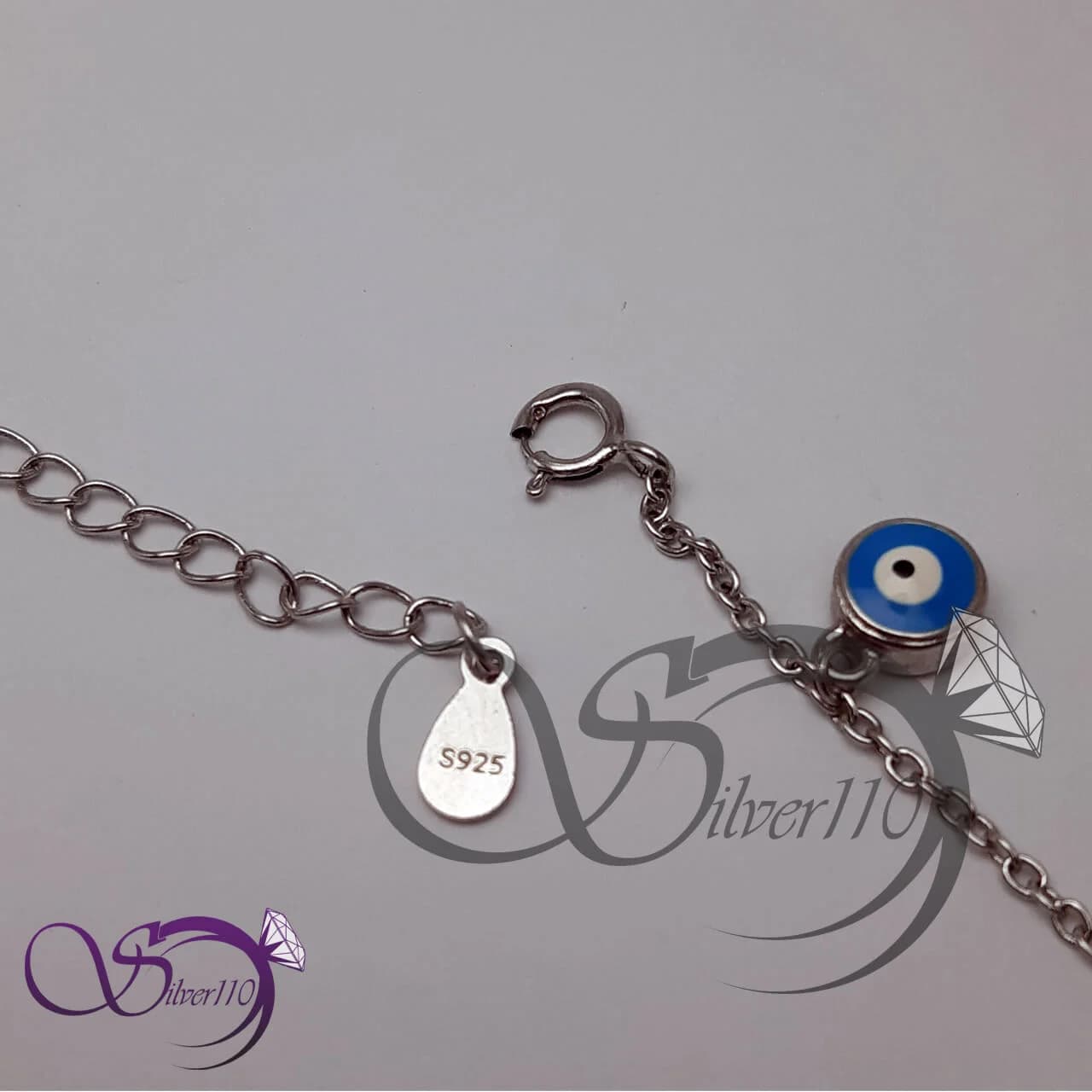 دستبند نقره زنانه چشم زخم کد 11303 — تصویر ۲