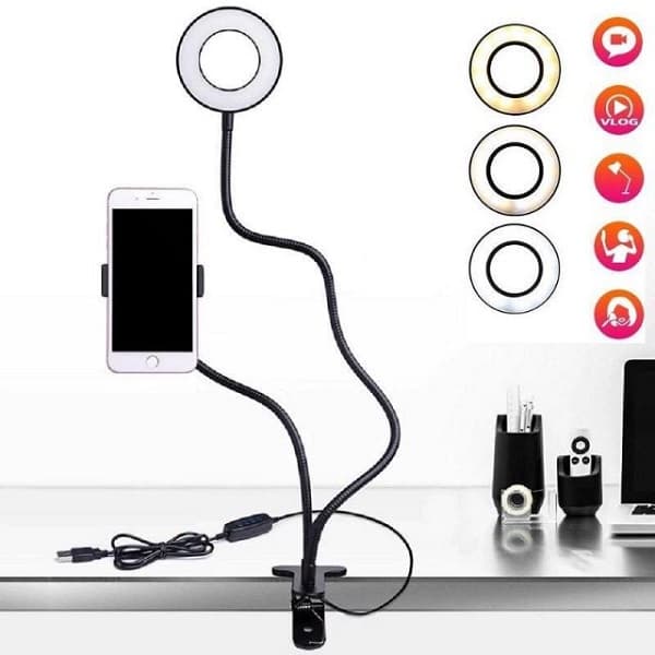 رینگ لایت چراغ مطالعه و پایه نگهدارنده موبایل مناسب گوشی مدل professional live stream — تصویر ۴
