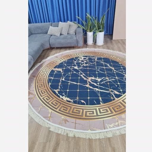 فرشینه | فرش چاپی برند حسن نیا چاپی گرد طرح ورساچه هازان ترک کد C01 (پس کرایه) — تصویر ۸