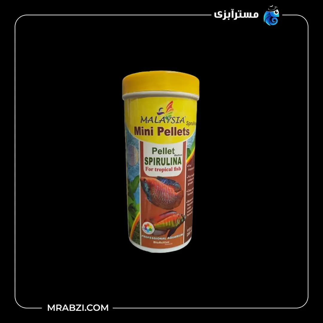 غذای ماهی مالزی مدل مینی پلت اسپرولینا وزن 50 گرم