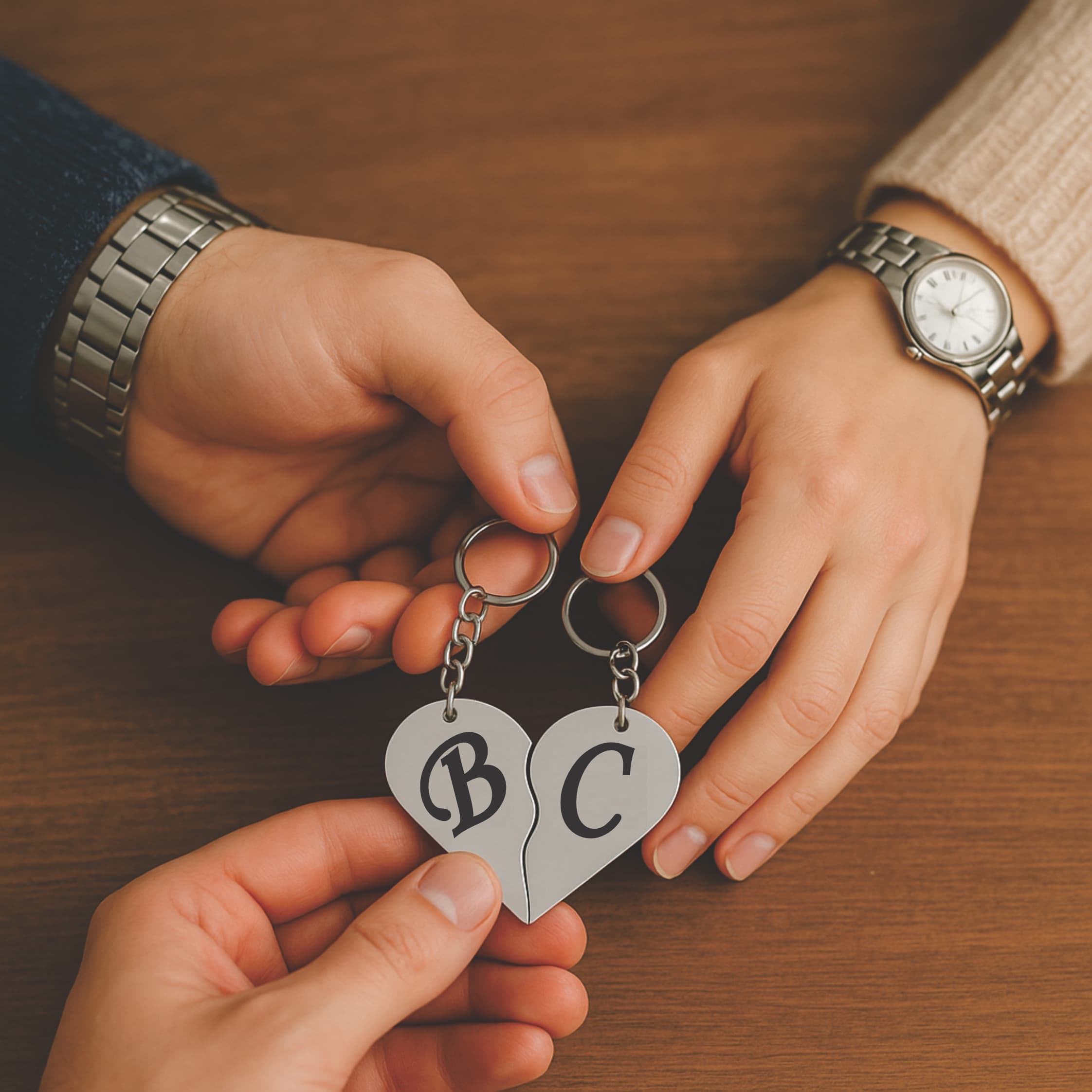 جاکلیدی گیوی مدل قلب حرف B C بسته 2 عددی — تصویر ۳