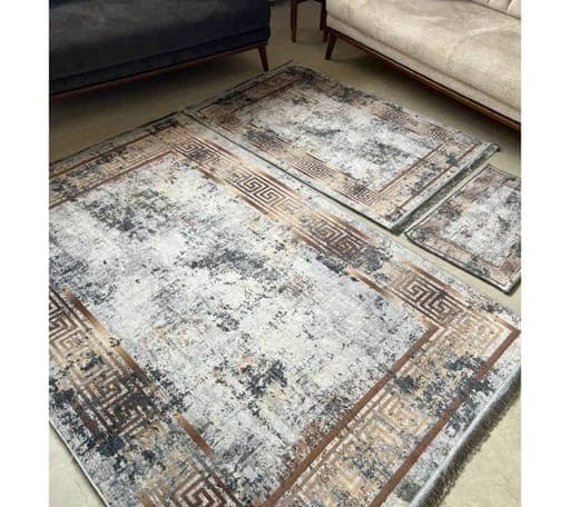 فرشینه | فرش چاپی برند حسن نیا چاپی هازان ترک طرح ورساچه طوسی کد h467 (پس کرایه) — تصویر ۵