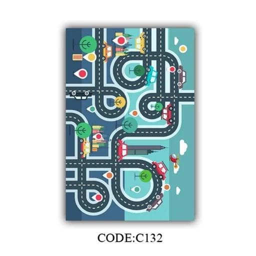 فرشینه | فرش چاپی برند حسن نیا چاپی کودک هازان ترک طرح جاده کد C132 (پس کرایه) — تصویر ۳