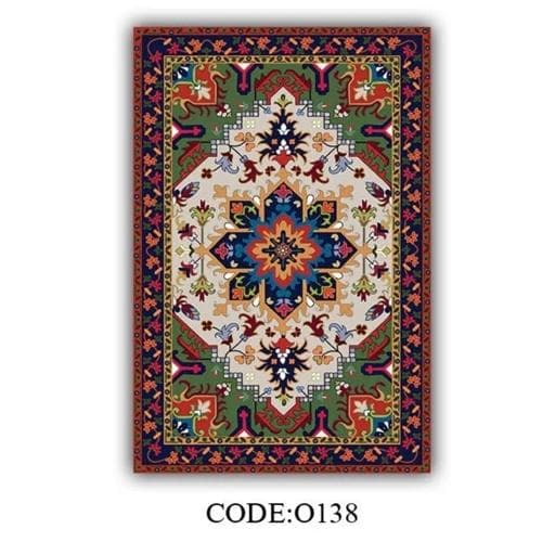 فرشینه | فرش چاپی برند حسن نیا چاپی سنتی سبز و لاکی هازان ترک کد O138(پس کرایه) — تصویر ۶
