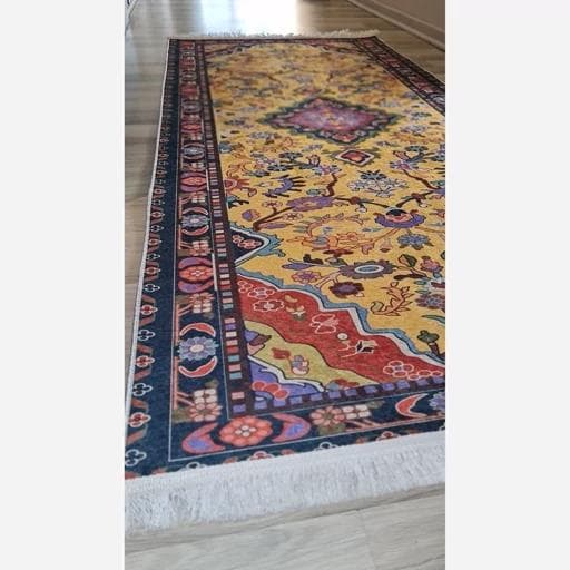 فرشینه | فرش چاپی برند حسن نیا کناره مخمل هازان تُرک ضد سُر R101 (پس کرایه) — تصویر ۳