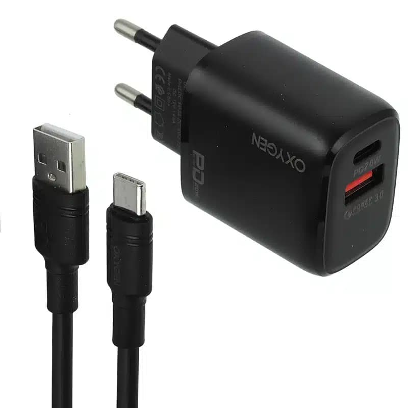 شارژر دیواری اکسیژن مدل CH1 به‌ همراه کابل تبدیل USB-C — تصویر ۲