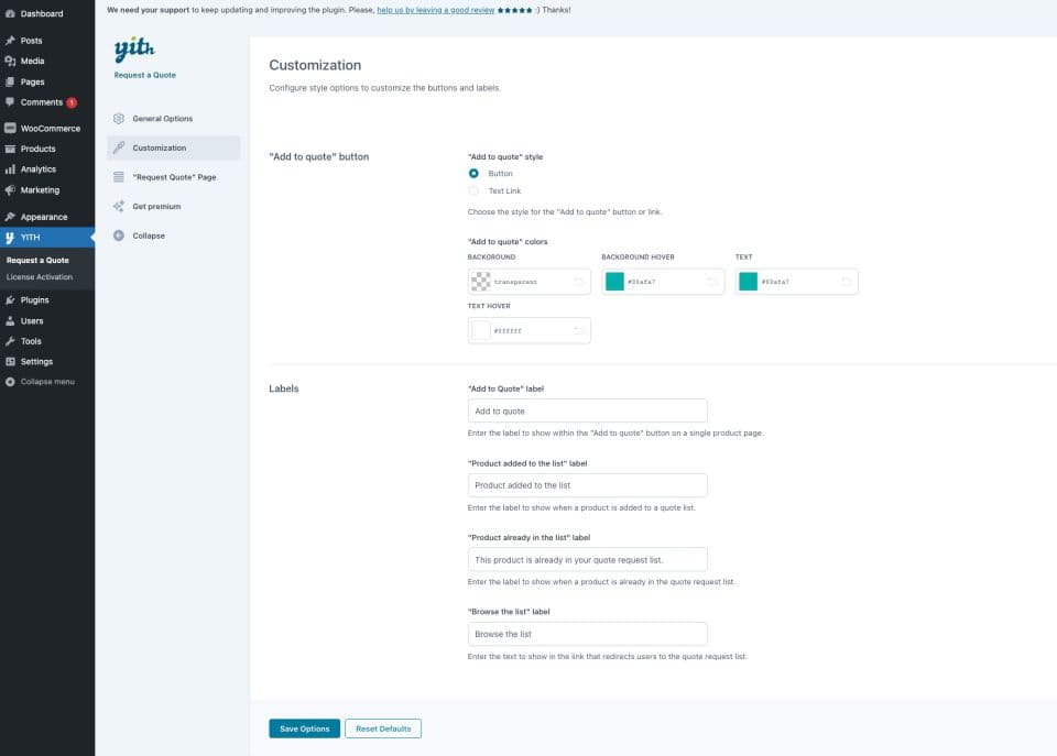 افزونه YITH Request a Quote for WooCommerce Premium درخواست استعلام قیمت ووکامرس 4.22.0 — تصویر ۳