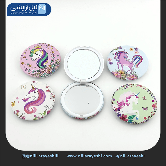 آیینه جیبی گرد دو طرفه فانتزی — تصویر ۵