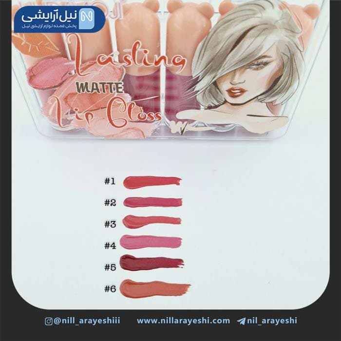 پک رژ لب مایع گوش دار طرح دختر هدی موجی شش عددی کد l – 631 — تصویر ۷
