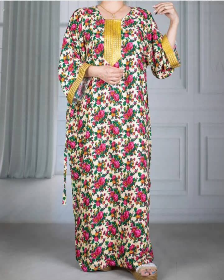 پیراهن ساحلی گل گلی طرح طلاکوپ کد1073 — تصویر ۴
