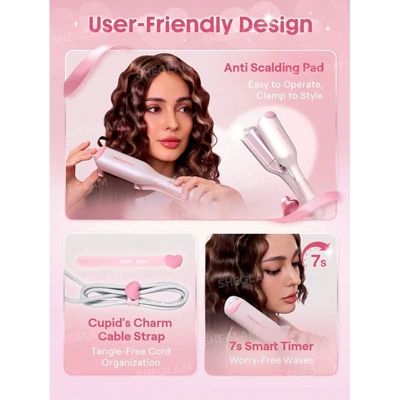 دستگاه فر ساحلی شیگلم BEACH BABE سایز 19 میل رنگ BABY PINK — تصویر ۵