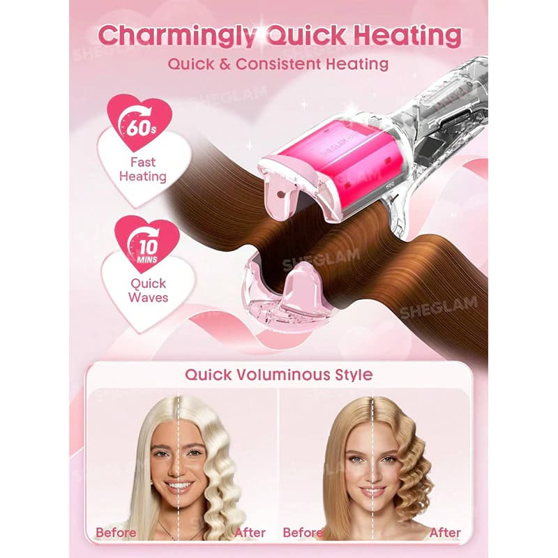 دستگاه فر ساحلی شیگلم BEACH BABE سایز 19 میل رنگ BABY PINK — تصویر ۷