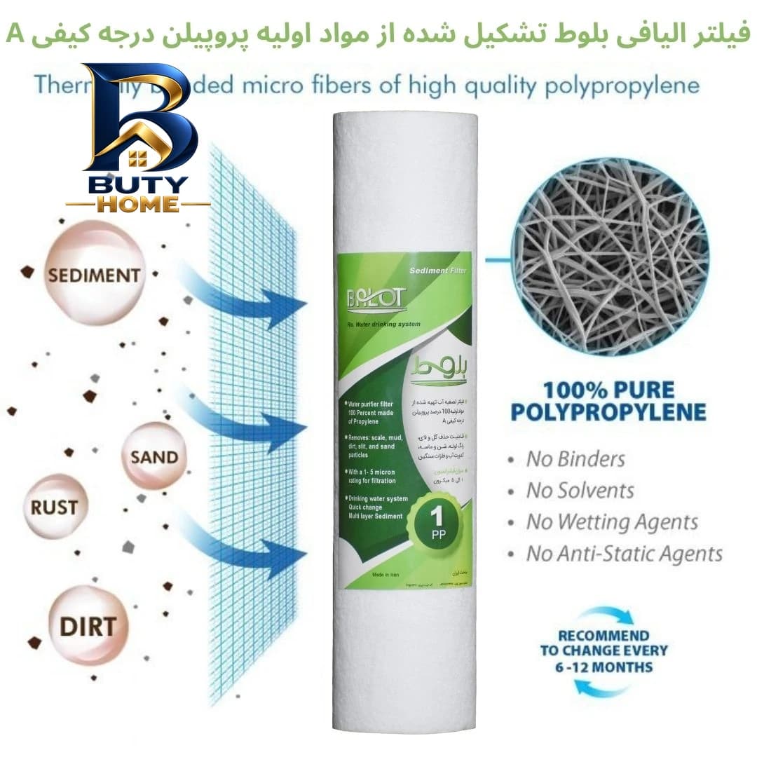 فیلتر دستگاه تصفیه آب بلوط مدل الیافی PP SEDIMENT 06 مجموعه ۶ عددی — تصویر ۲