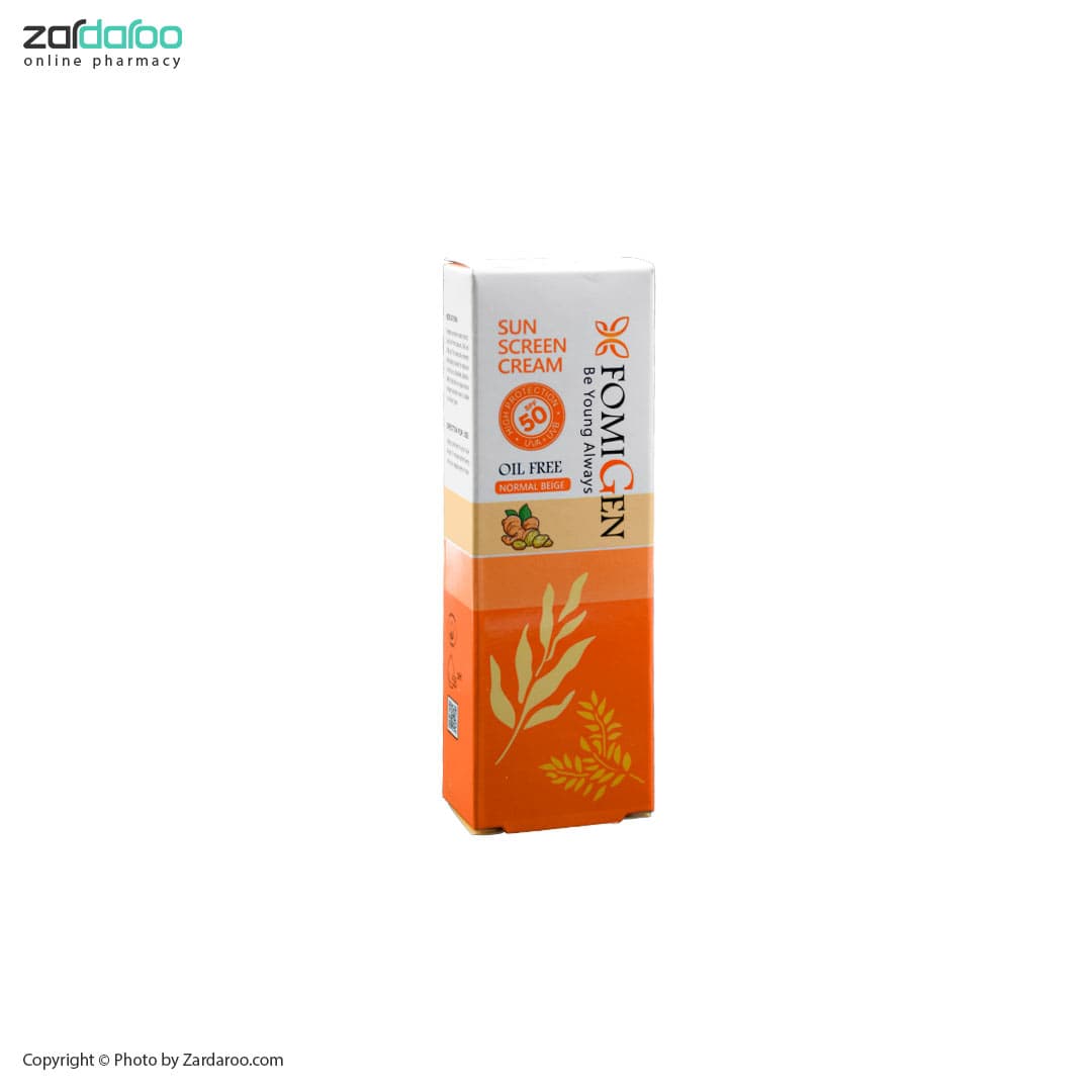 کرم ضد آفتاب SPF 50 رنگی فاقد چربی فومیژن Fomigen — تصویر ۳