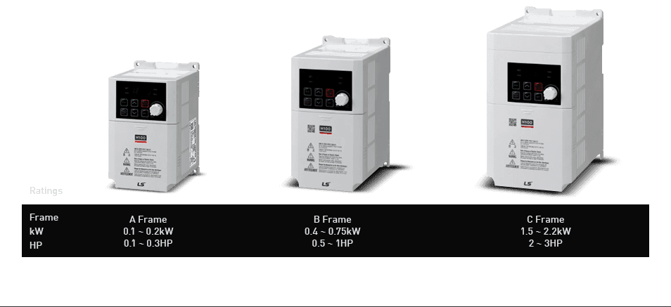 اینورتر تک فاز به سه فاز LS سری M100 توان 0.75KW فیلتردار — تصویر ۲