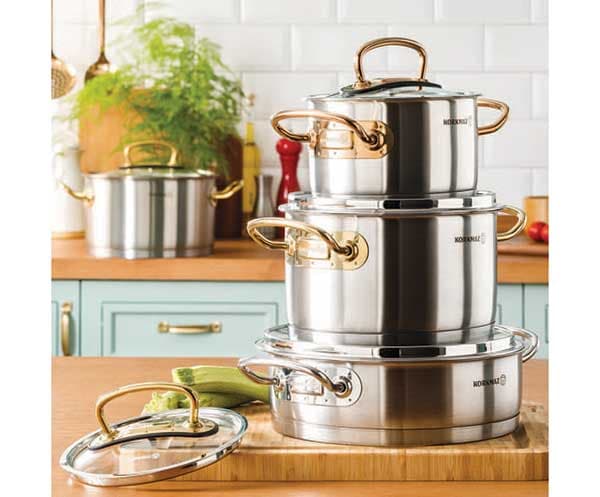 سرویس قابلمه 8 پارچه مدل پرولین A1149 کرکماز / KORKMAZ A1149 PROLINE POT SERVICE — تصویر ۲