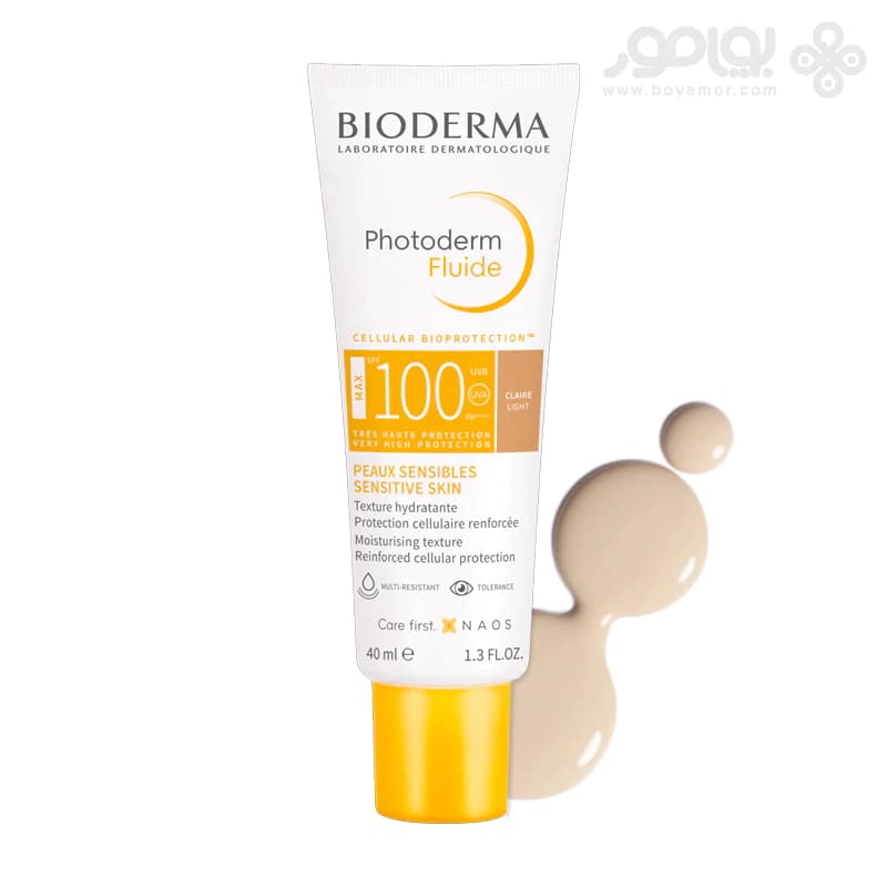 فلوئید ضد آفتاب رنگی بایودرما SPF 100 رنگ روشن حجم 40 میل — تصویر ۲