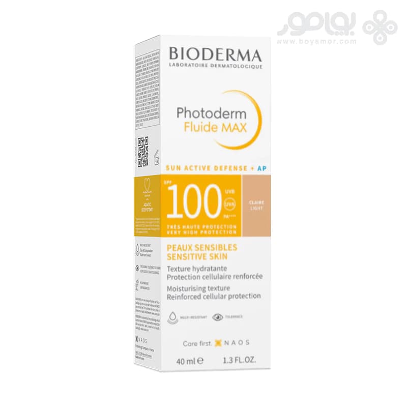 فلوئید ضد آفتاب رنگی بایودرما SPF 100 رنگ روشن حجم 40 میل