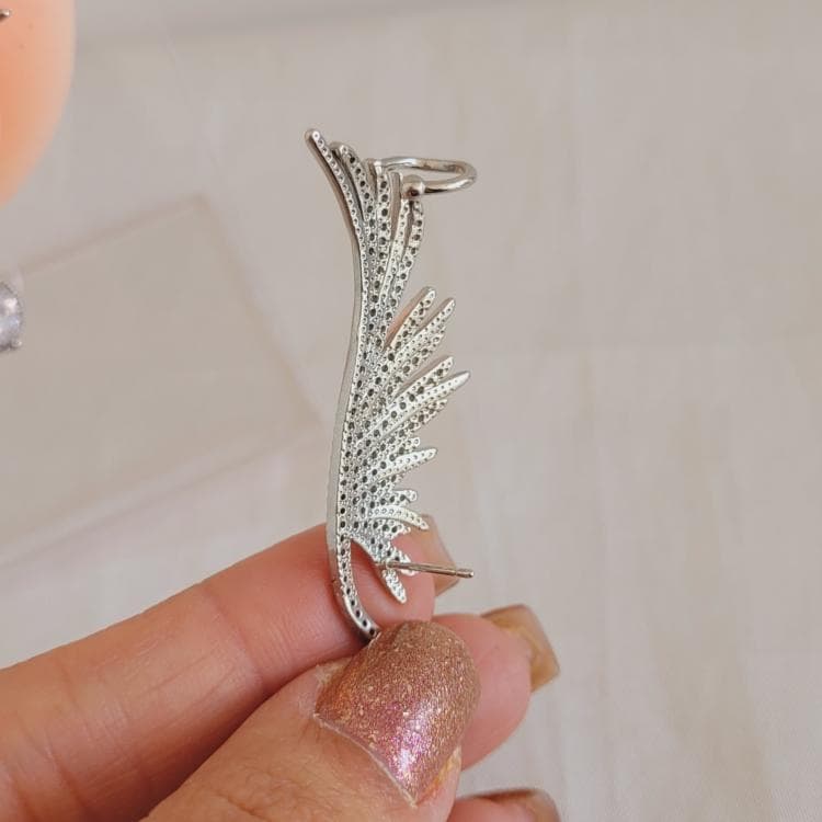 گوشواره ایرکاف گوش مدل بال فرشته نقره ای (گوش چپ) — تصویر ۳