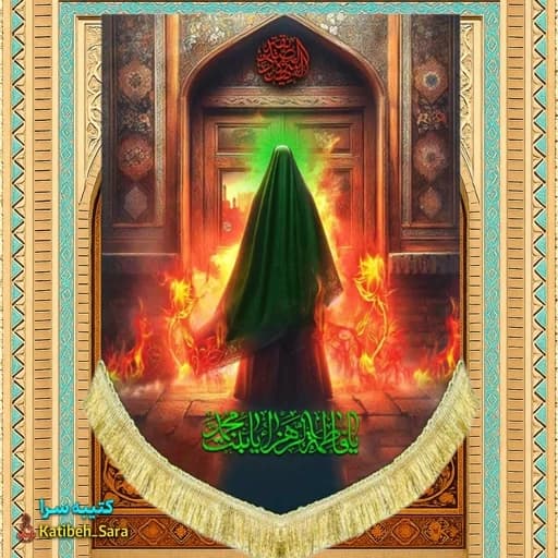 کتیبه مخمل عمودی فاطمیه طرح درب سوخته یا فاطمه الزهرا یا بنت محمد(ص)