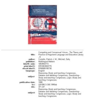 دانلود کتاب Competing and Consensual Voices: The Theory and Practice of Argument (Language and Education Library)
