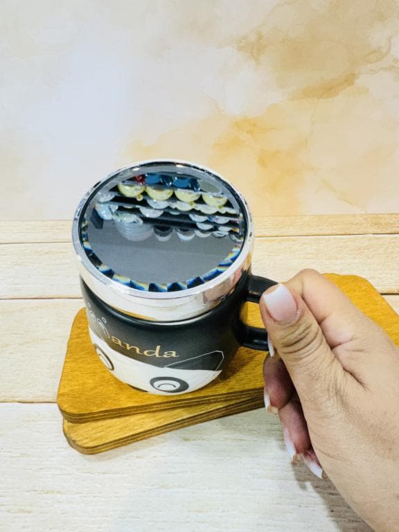 ماگ PANDA درپیچی اینه دار سفید سیاه کد 2373 — تصویر ۶