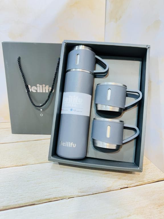 فلاسک استیل سه کاپ باکس کادویی برند Beilifu کد 2365 — تصویر ۳