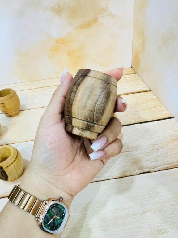 شات قهوه چوبی طرح بشکه دوحجم کد 2364 — تصویر ۳