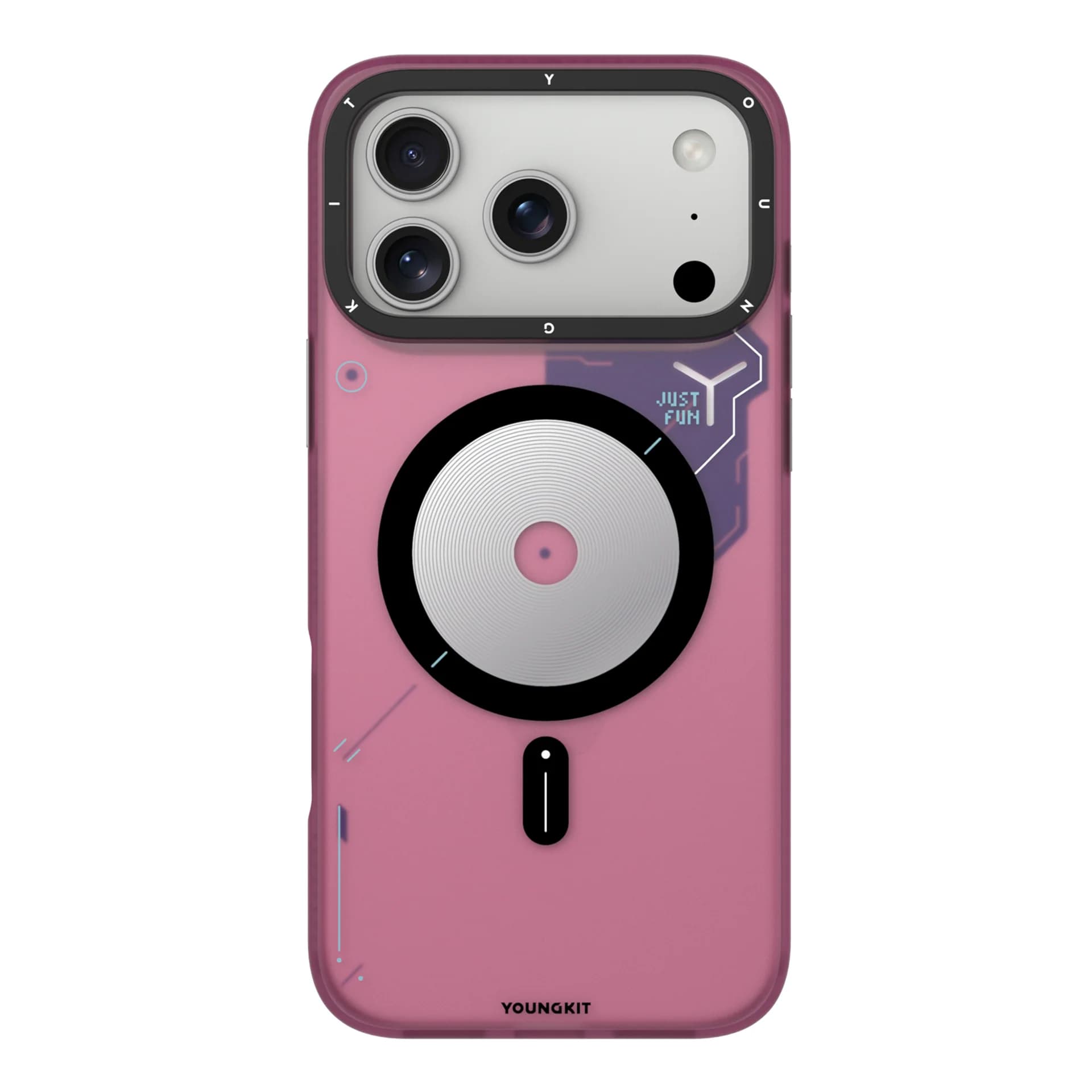قاب آيفون 17/18 پرومکس برند YOUNGKIT مدل CARBON SERIES رنگ صورتي
