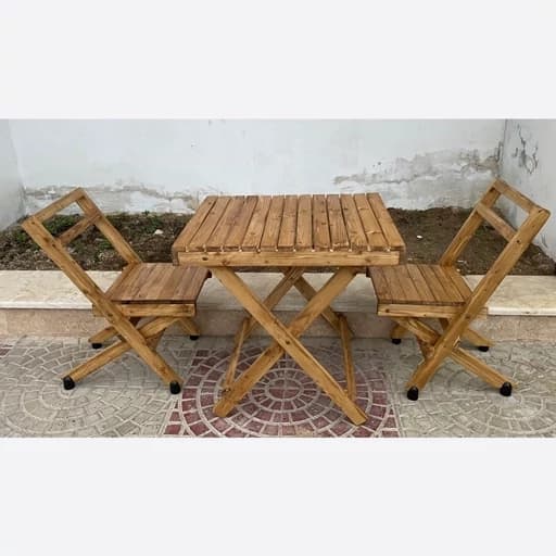 میز و صندلی تاشو دونفره چوب روس کیفیت درجه 1 مبلمان فرنا مدل 1128136
