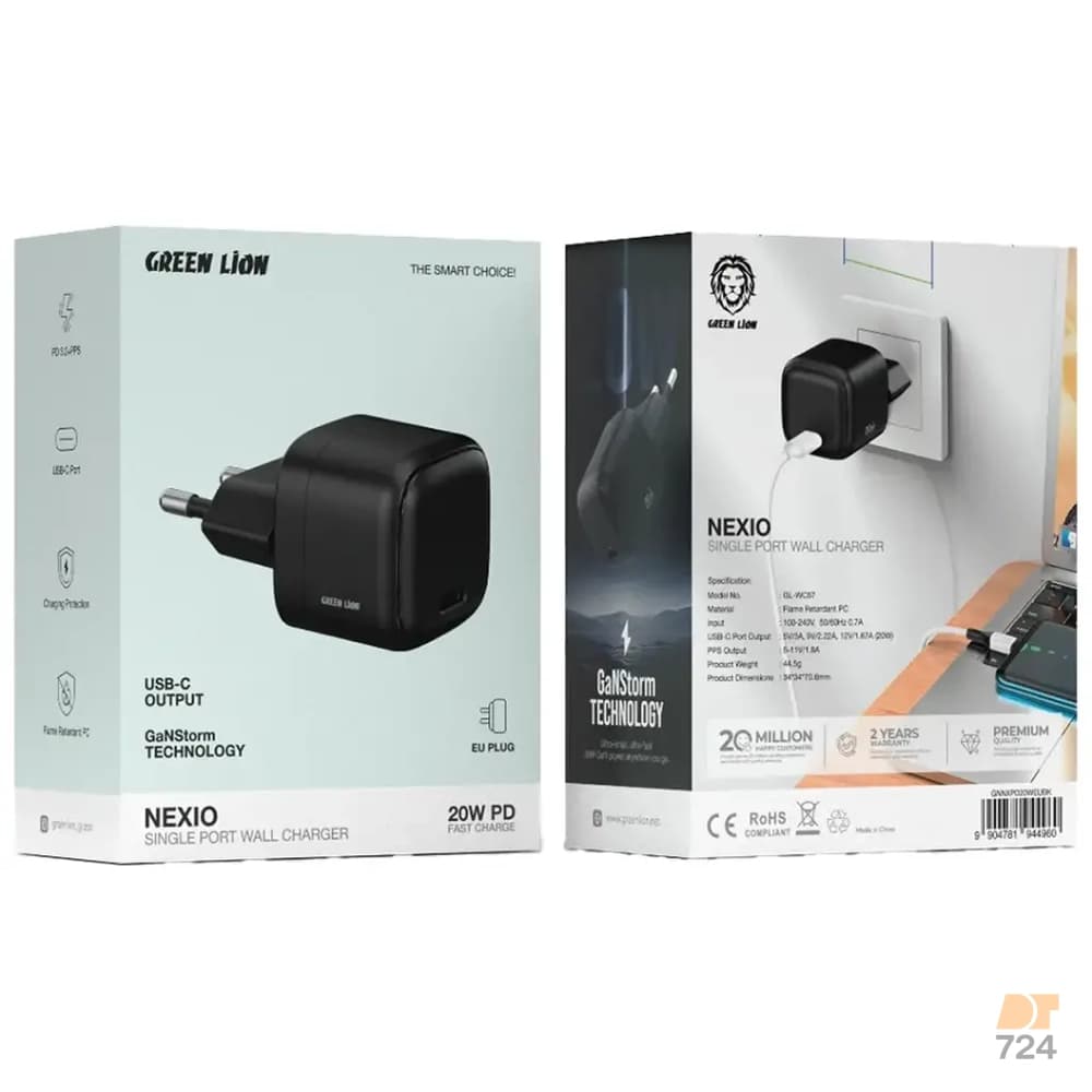 آداپتور شارژ ۲۰ وات با کابل گرین لاین ‎GNNXPD20WEUBK‎ — تصویر ۳