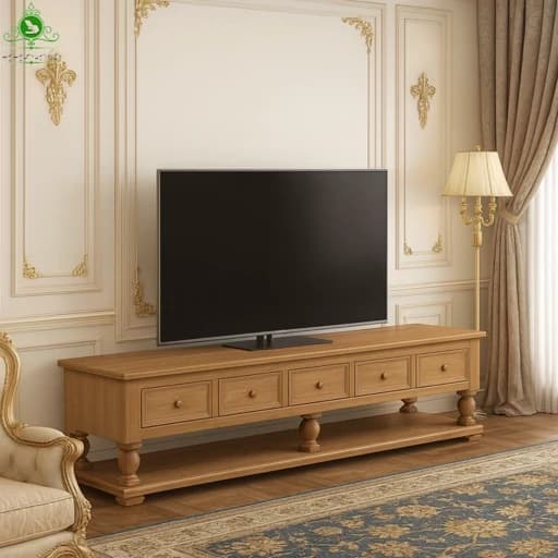 میز تلویزیون MDF روکش چوب مدل کسری مبلمان فرنا مدل 1134604