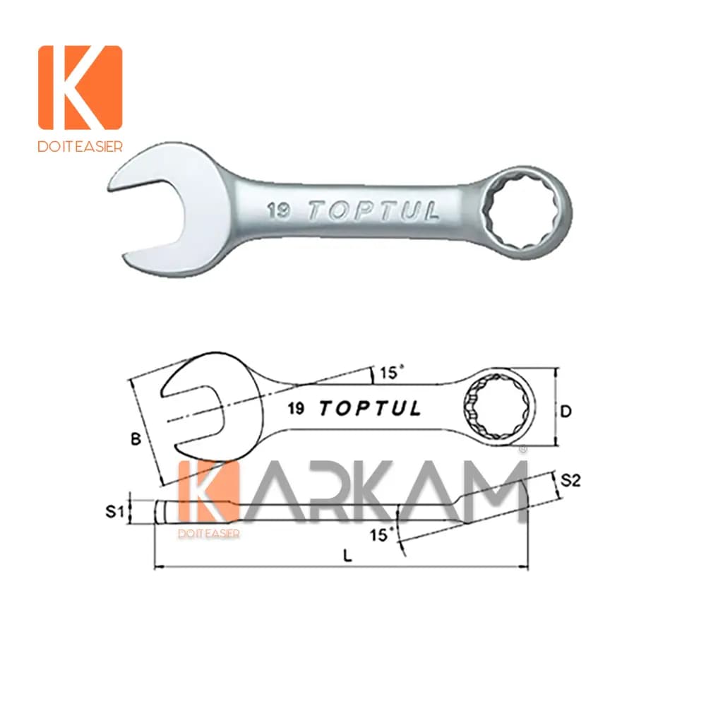 آچار یکسر رینگ کوتاه 17 میلیمتر AAAF1717 تاپ تول