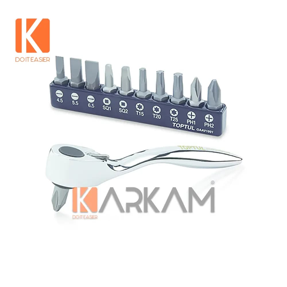 نوک پیچگوشتی 12 عددی با جغجغه GAAR1201 تاپ تول