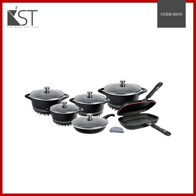 سرویس قابلمه گرانیت 14 پارچه مشکی KST-9210 کی اس تی