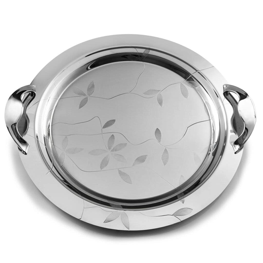 سینی دایره ای آینه ای دسته زاماک جفتی صدفی KST-5351 کی اس تی